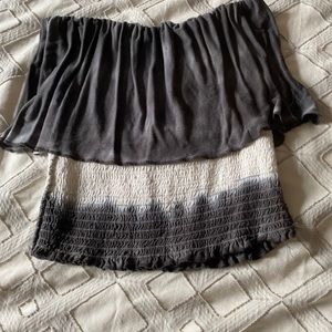 Scrunch cropped top with fold over flounce